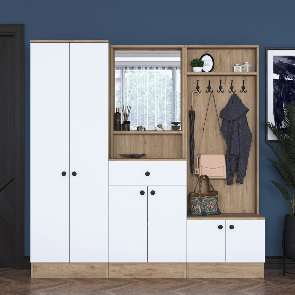 Hall Stand P6 – White/Nogueira – 179,4x182,8x37,5 cm