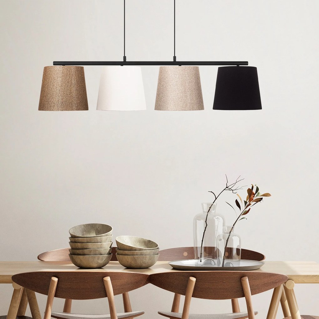 Candeeiro de Teto Varlik – Preto, Ouro, Branco, Bege – 148 x 25 cm