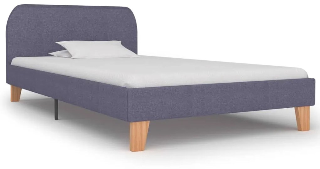 Estrutura de cama em tecido 90x200 cm cinzento-claro