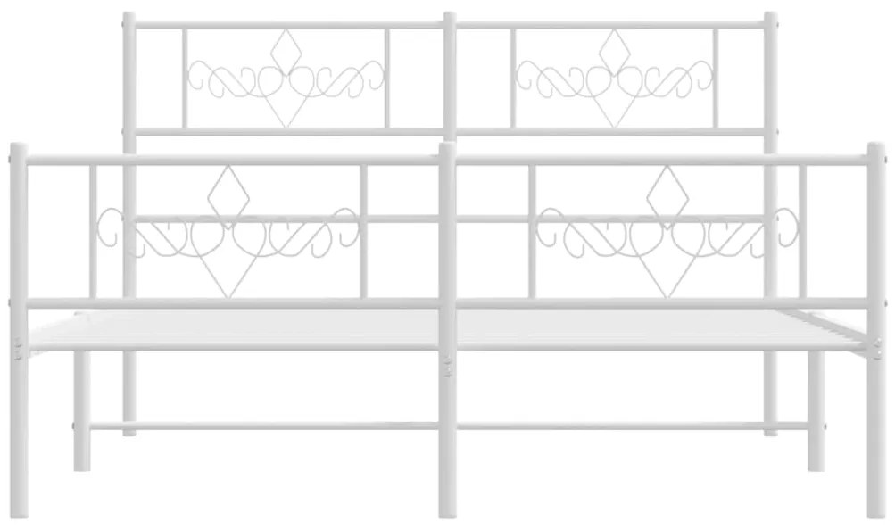 Estrutura de cama com cabeceira e pés 140x200 cm metal branco