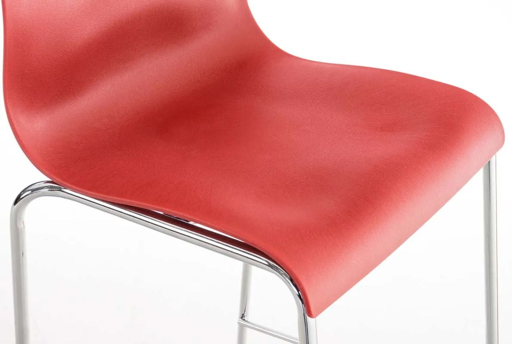 Banco de bar Hoover em plástico e com estrutura cromada 43 x 100 x 48 cm Vermelho
