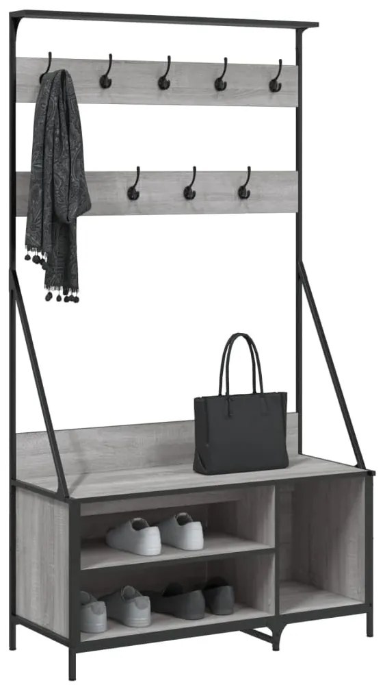 Bengaleiro com arrumação calçado 100x41x184 cm cinza sonoma
