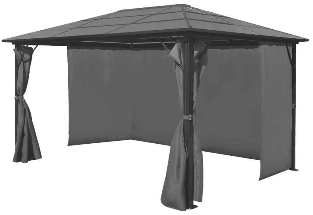 Gazebo com cortina em alumínio 400 x 300 cm antracite