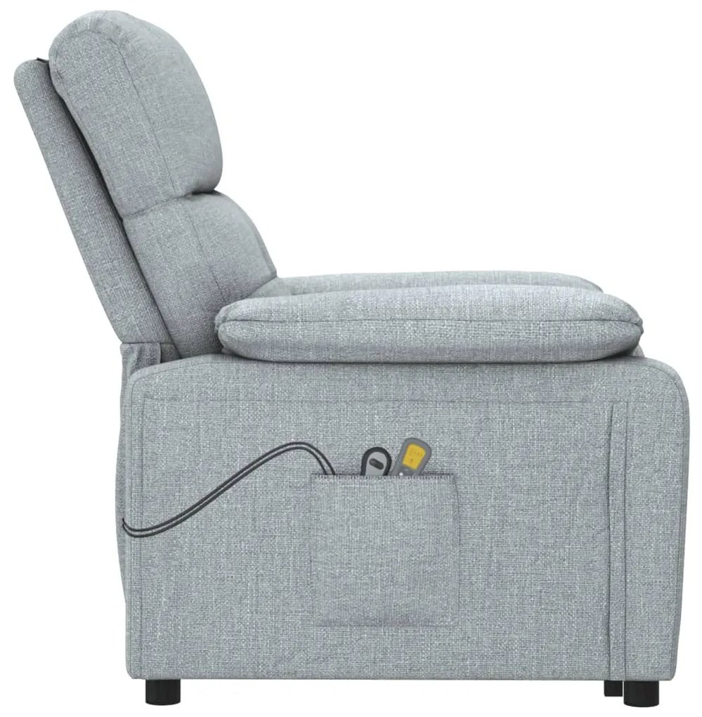 Poltrona de massagens elétrica tecido cinzento-claro