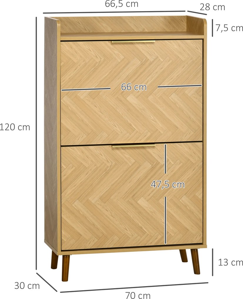 Sapateira, Armário para sapatos com 2 portas basculantes – 70 x 30 x 120 cm