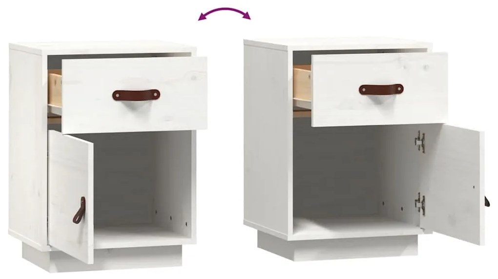 Mesa de cabeceira 40x34x55 cm madeira de pinho maciça branco