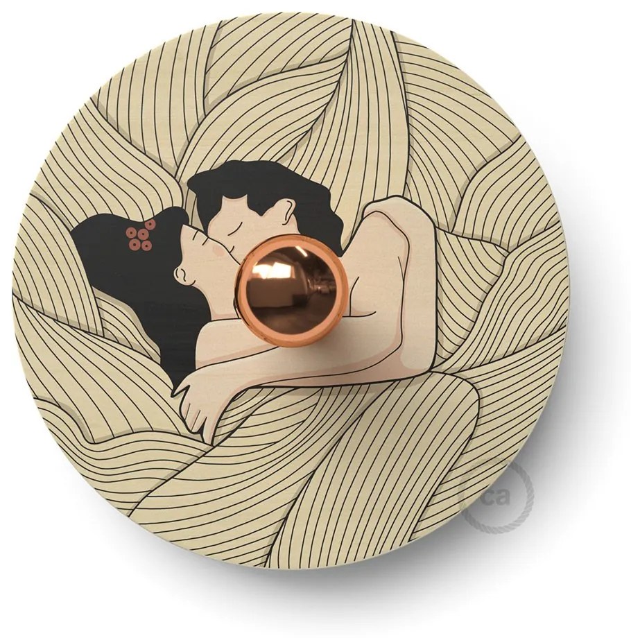 Fermaluce Romantic with double-sided wooden UFO lampshade illustrated by various artists - Carolina Zuniga / Não / Frente