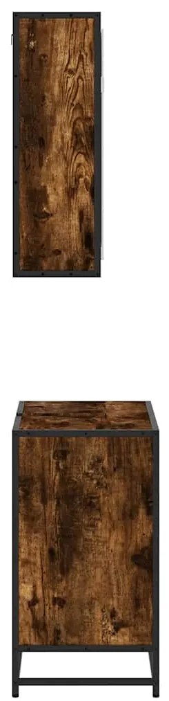 2 pcs conj. móveis casa de banho derivados madeira cor fumado
