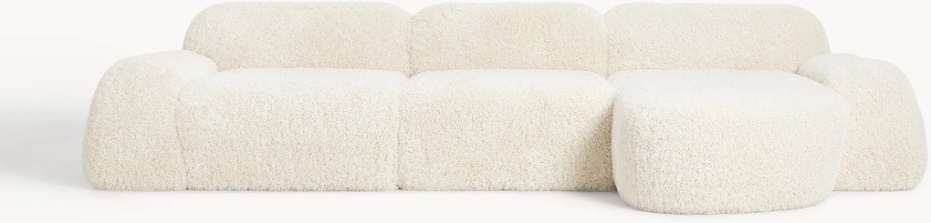 Sofá de canto modular em teddy Wolke (4 lugares)