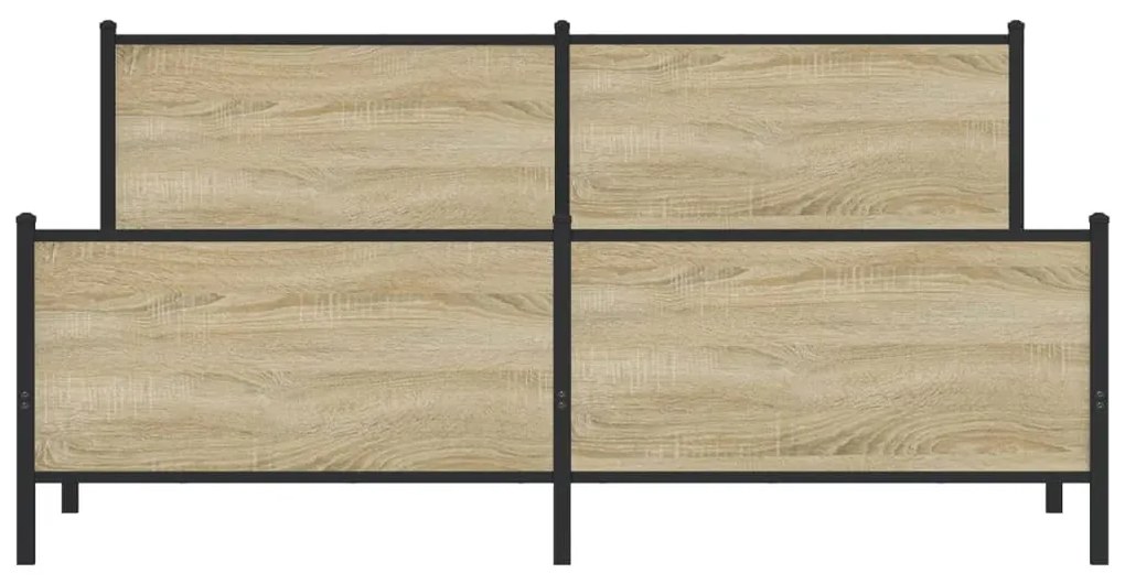 Estrutura de cama sem colchão 193x203cm metal carvalho sonoma