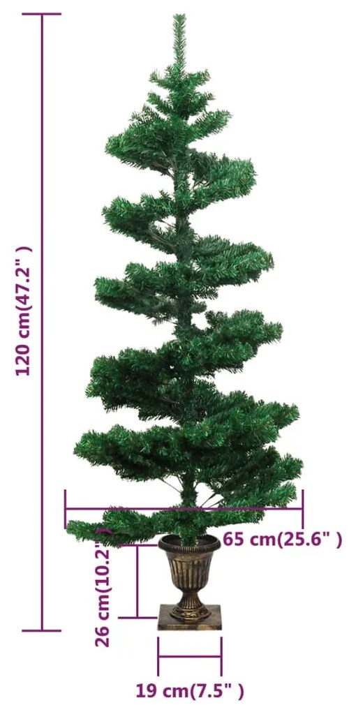 Árvore de Natal rotativa pré-iluminada + vaso PVC 120 cm verde