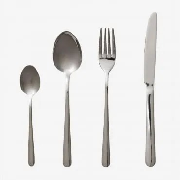 Conjunto De Talheres De 16 Peças Em Aço Inoxidável Sornia Cinza Cromado - Sklum