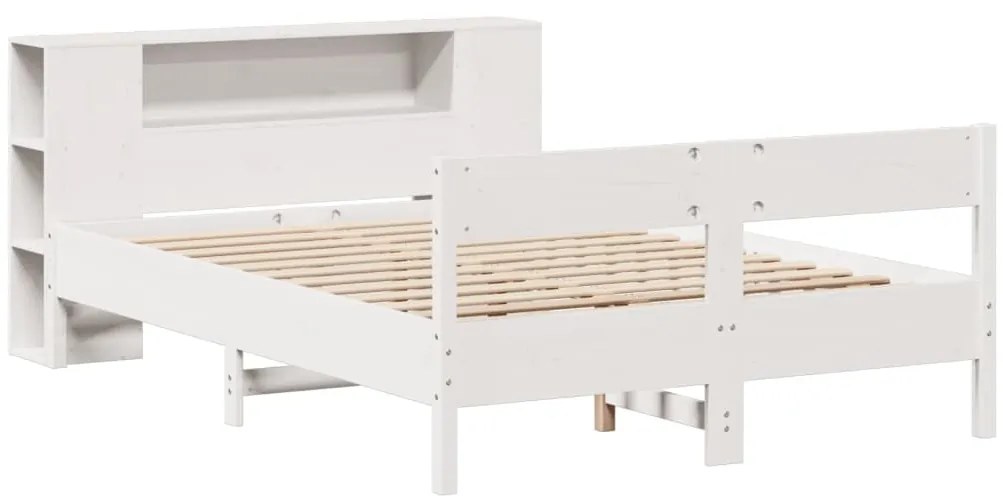 Cama com estante sem colchão 120x190 cm pinho maciço branco