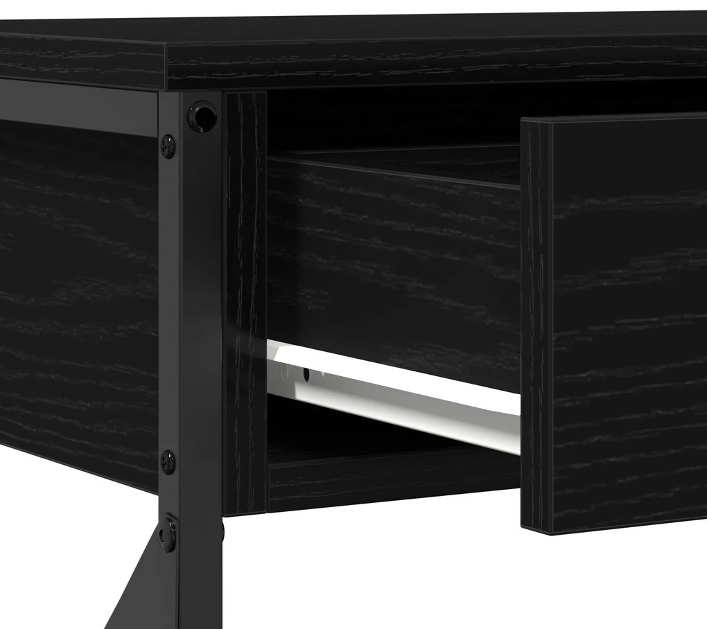 Mesa de Consola vidaXL Preto Carvalho 100x28x75 cm Madeiras Reformadas