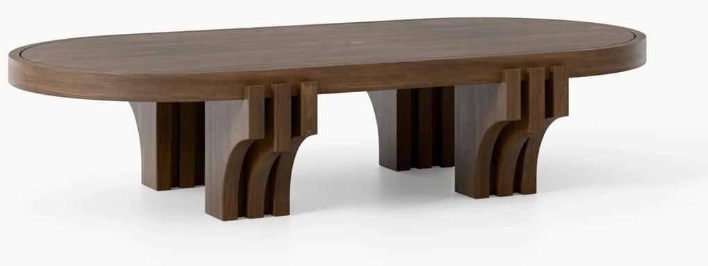 Mesa de centro oval em madeira de carvalho Nolan