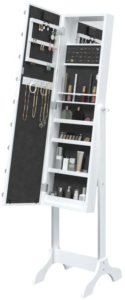Espelho de pé com luzes LED 34x37x146 cm branco