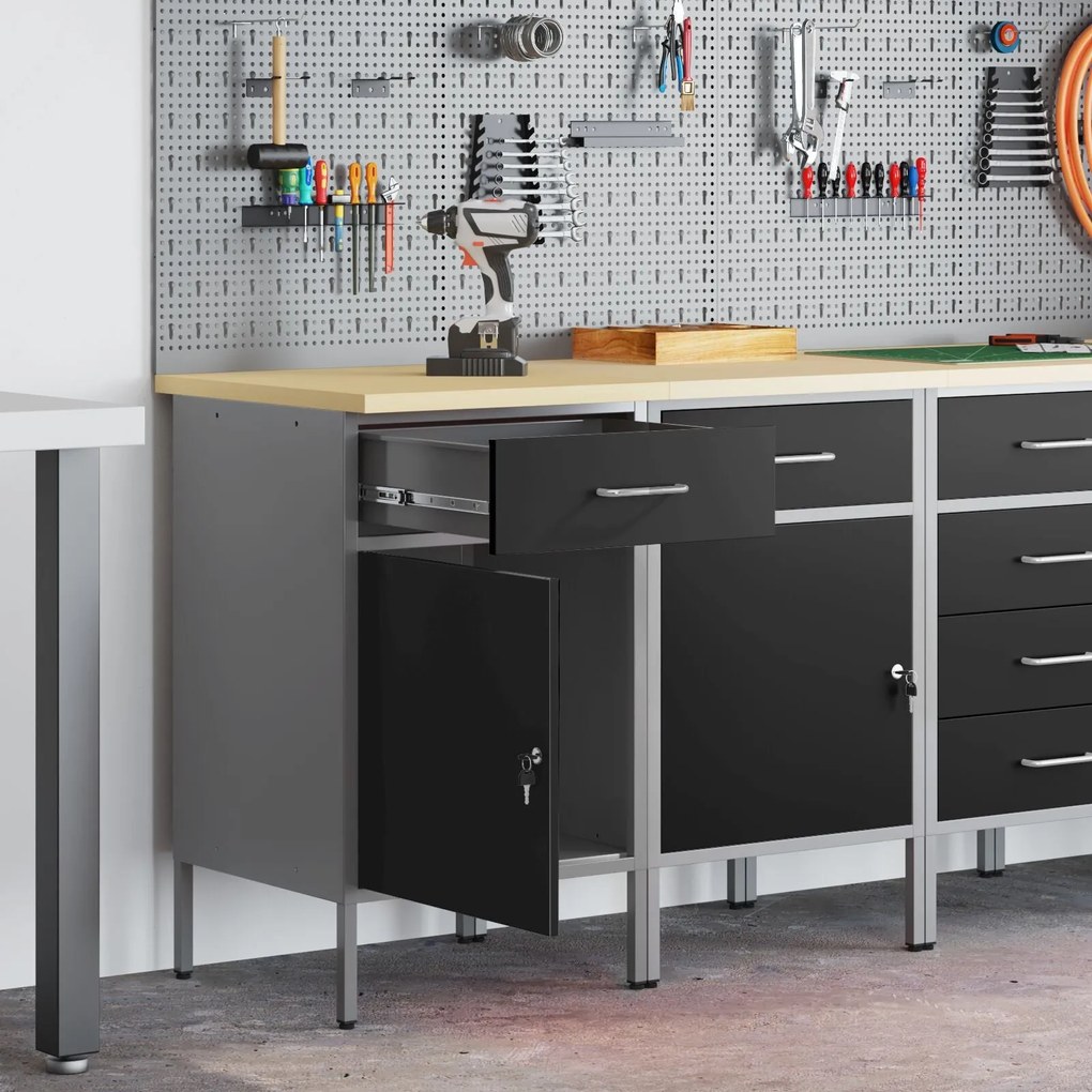 Gabinete de Trabalho vidaXL 2 pcs Preto e Cinza em Madeira Engenharia
