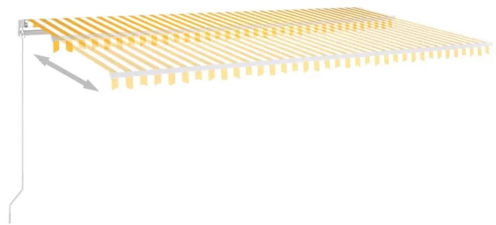 Toldo retrátil manual com LED 600x300 cm amarelo e branco