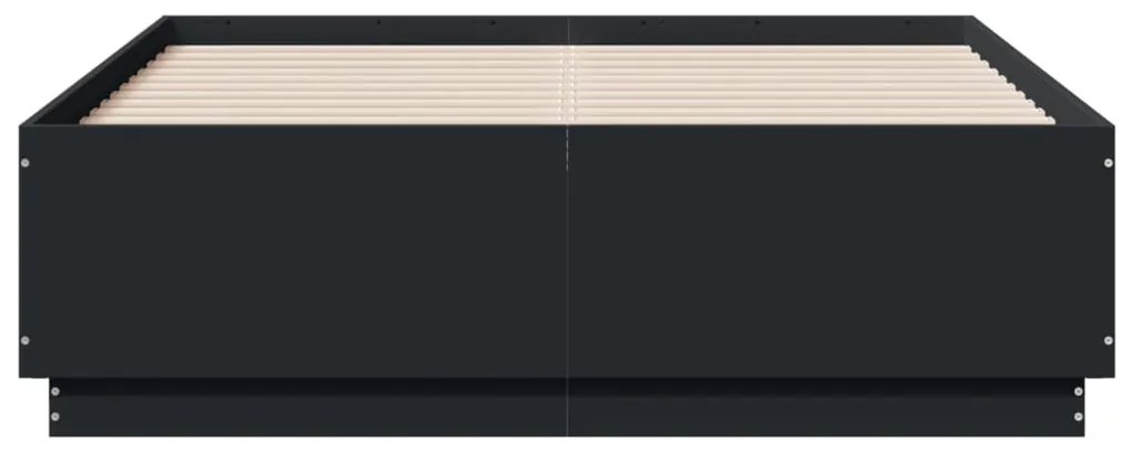 Estrutura cama c/ luzes LED 135x190 cm derivados madeira preto