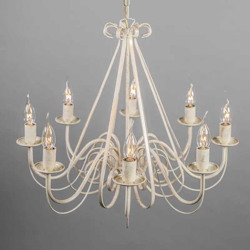 Candeeiro de candelabros cor creme 60 cm com abajures bege - Giuseppe 8 Clássico / Antigo,Country / Rústico