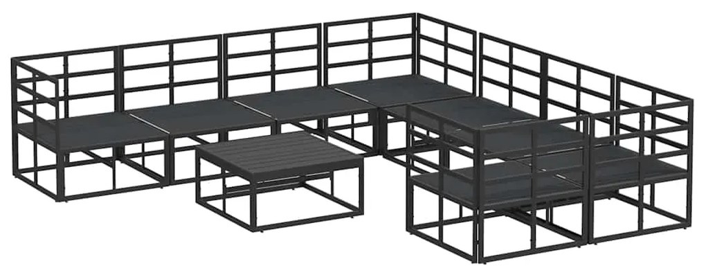 Conjunto de Sofá de Jardim 9 pcs Preto 70 x 70 x 32 cm Alumínio