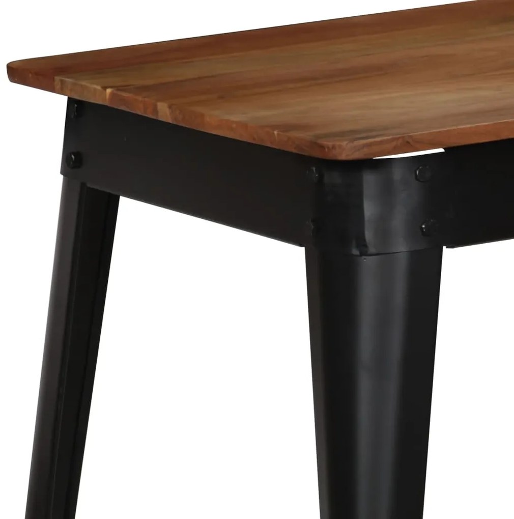 Mesa de jantar madeira de acácia maciça e aço 120x60x76 cm