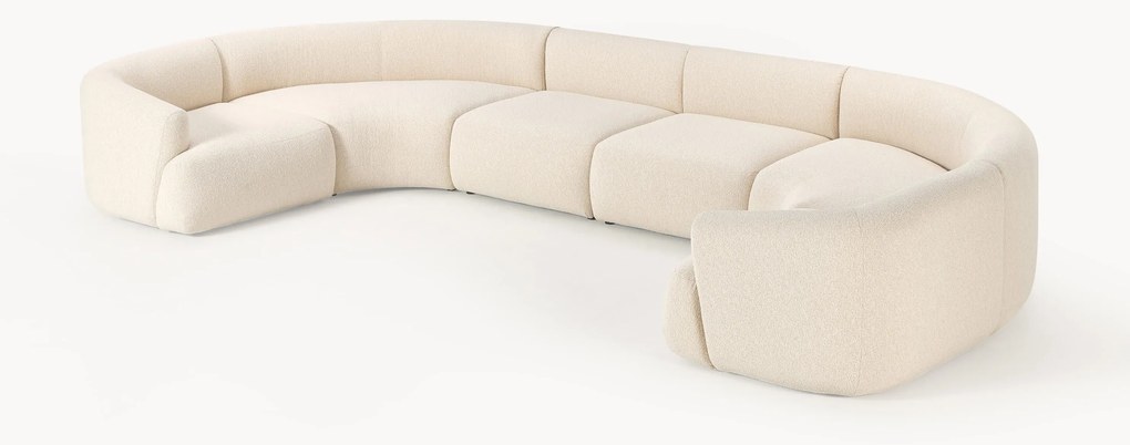 Sofá de canto comprido modular XL em bouclé Sofia
