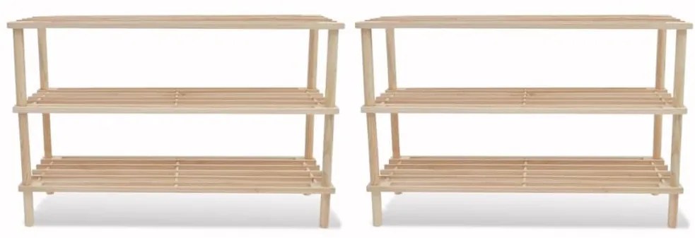 Sapateiras com 3 prateleiras 2 pcs madeira de abeto maciça