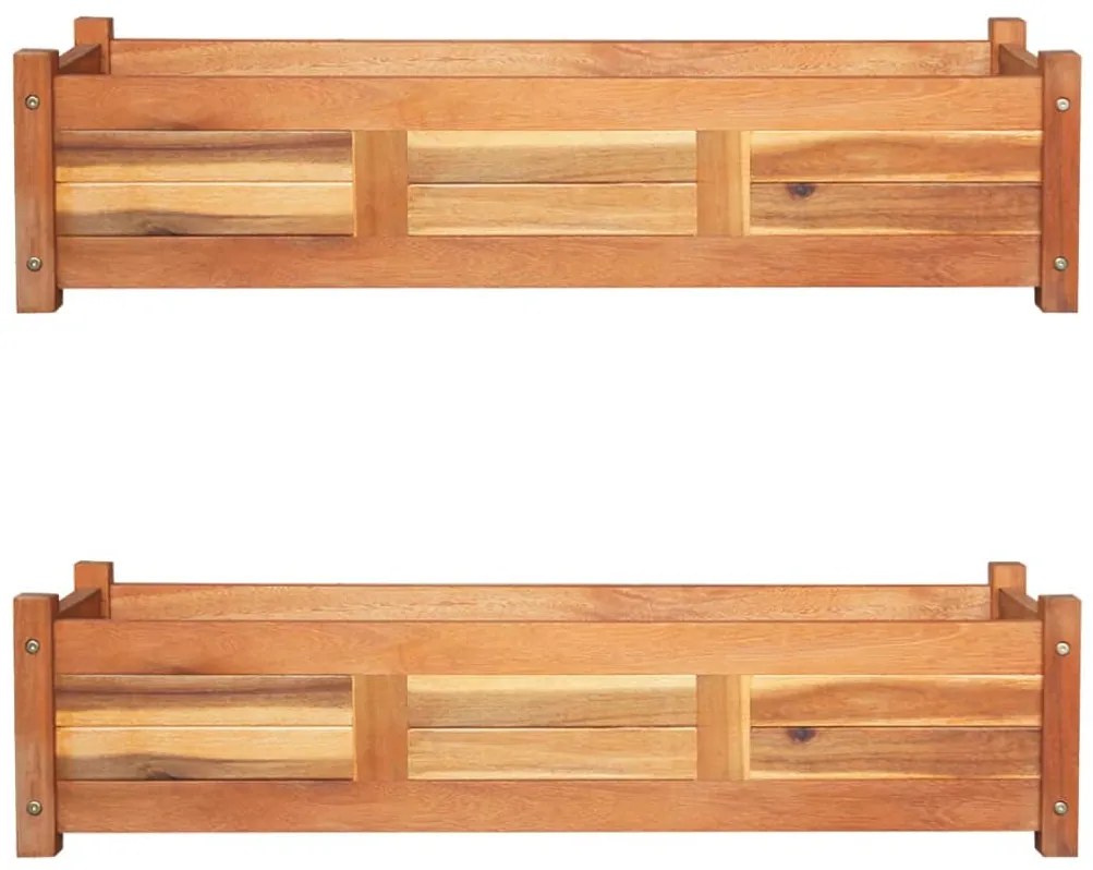 Canteiro elevado de jardim 2 pcs 100x30x25 cm madeira de acácia