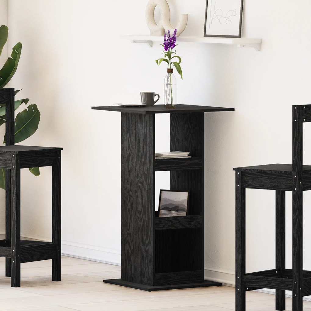 Mesa de Bar com Armazenamento Carvalho Preto 60x60x102 cm Madeira Enge