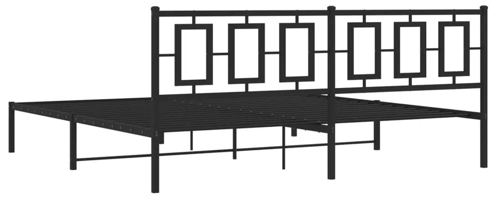 Estrutura de cama com cabeceira 200x200 cm metal preto