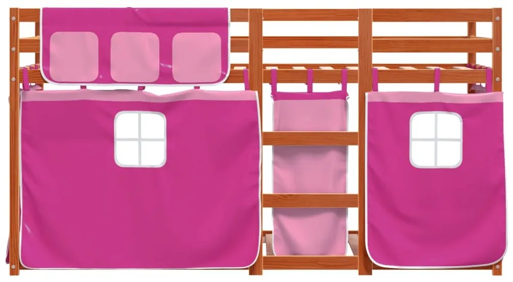 Beliche com cortinas 90x190 cm madeira de pinho maciça rosa