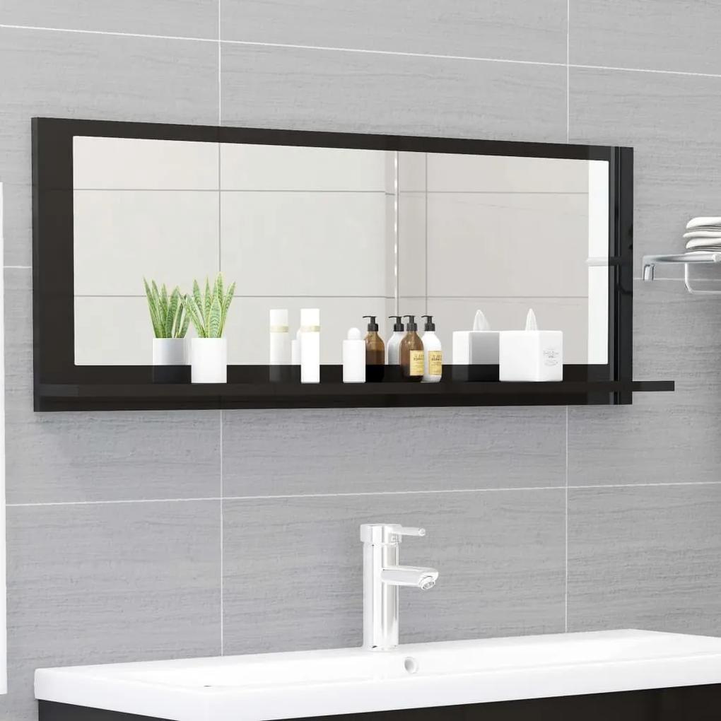Espelho casa de banho 100x10,5x37cm contrap. preto brilhante