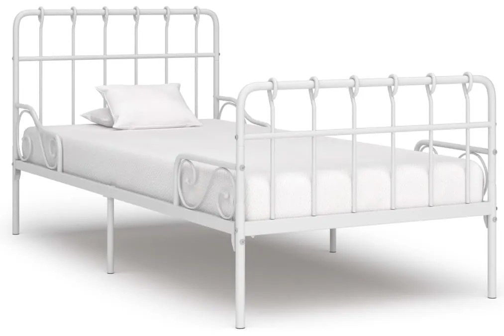 Estrutura de cama com estrado de ripas 90x200 cm metal branco