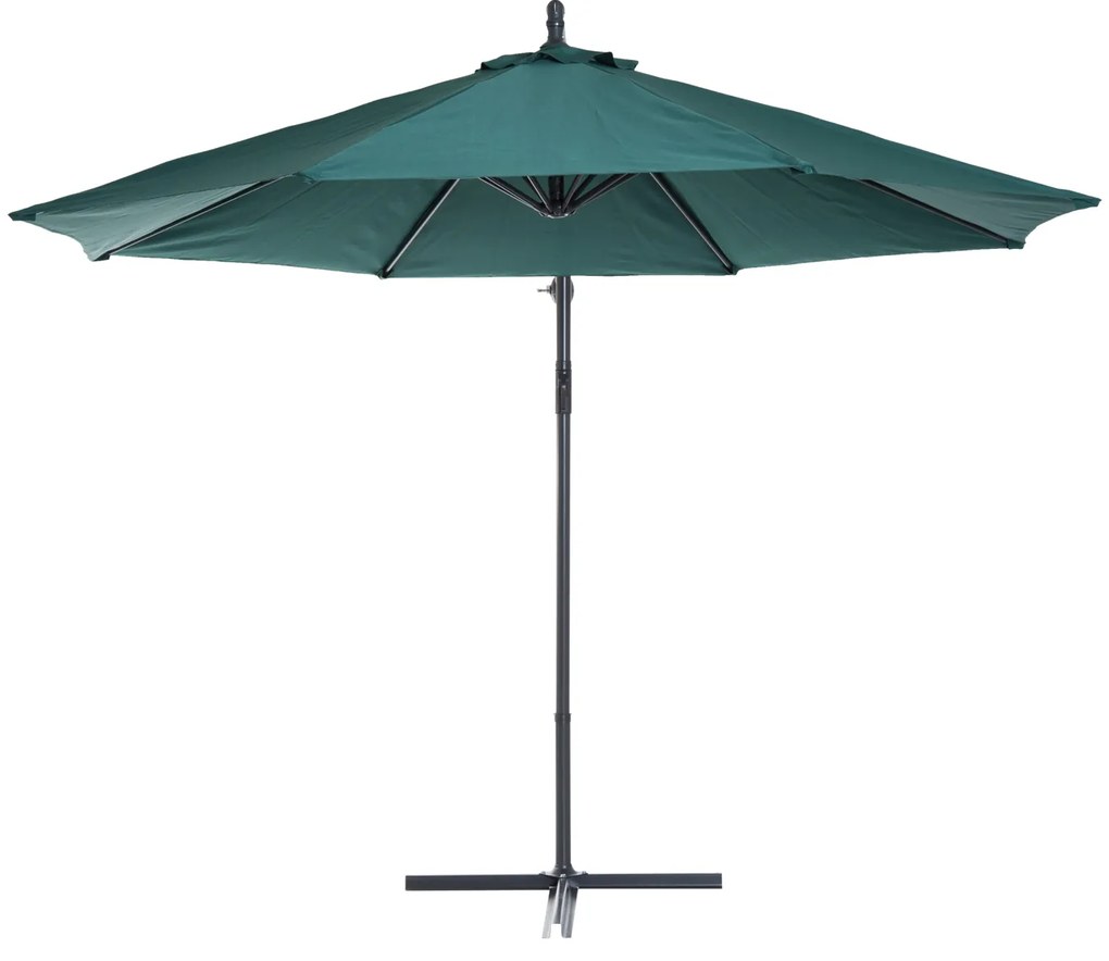 Guarda-sol Reclinável para Jardim ou Pátio - Verde Escuro - Aço e Poliéster 180 g/m2 - Φ3 x 2,6 m (Diâmetro x Altura)