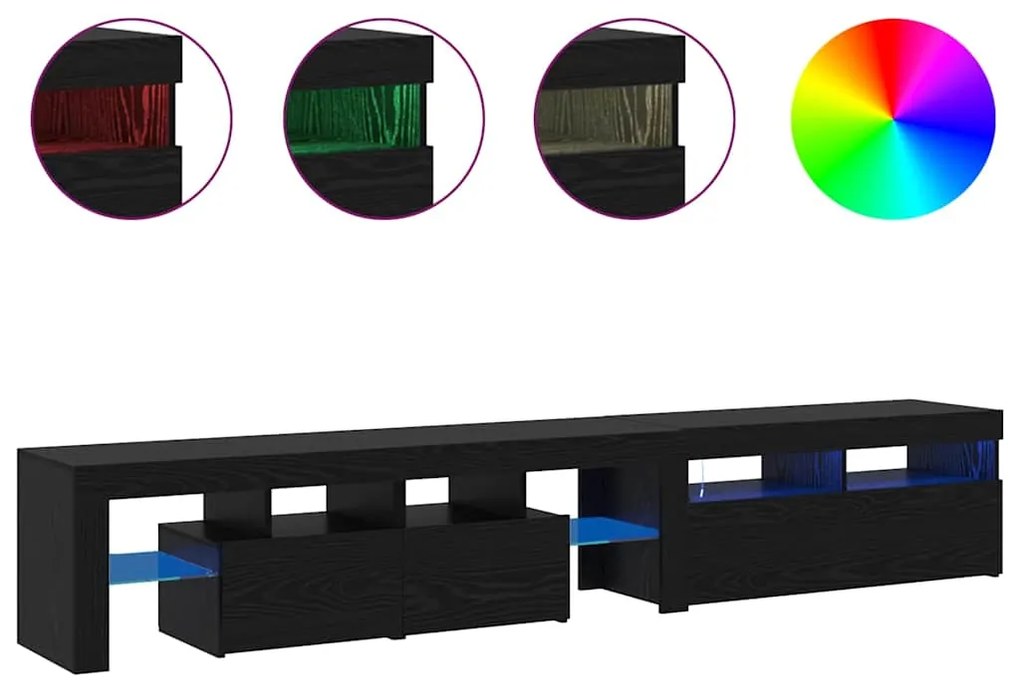 Aparadores de TV vidaXL 2 pcs com Luzes LED Carvalho Preto Madeira Eng