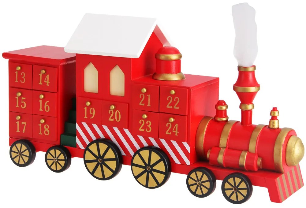 Calendário do Advento Locomotiva 42 x 23 x 11 cm Multicolorido