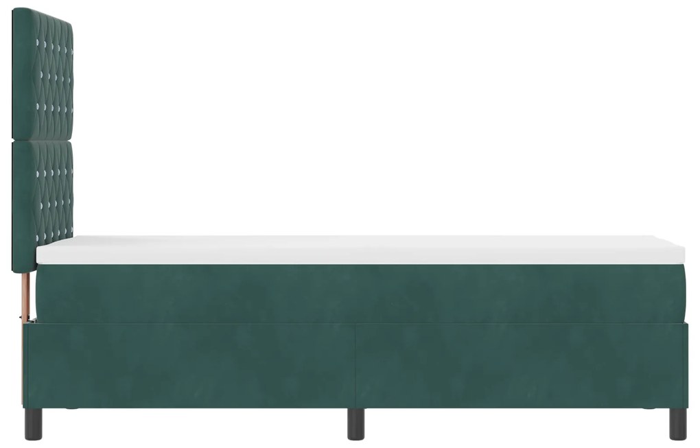 Cama Box Spring com Colchão Verde Escuro 80x200 cm Veludo