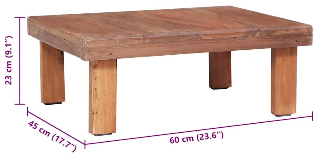 Mesa de centro 60x45x23 cm madeira de mogno maciça