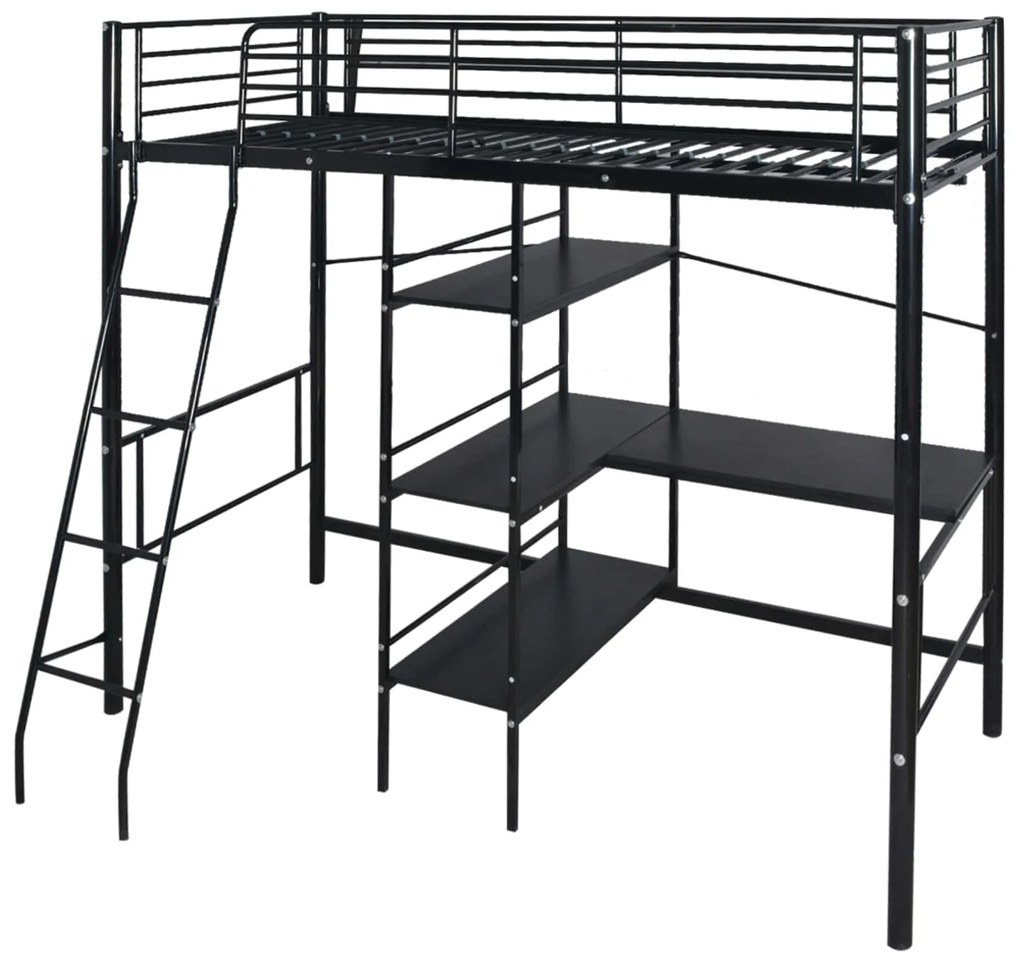 vidaXL Cama com colchão Preto 200 x 90 cm Metal