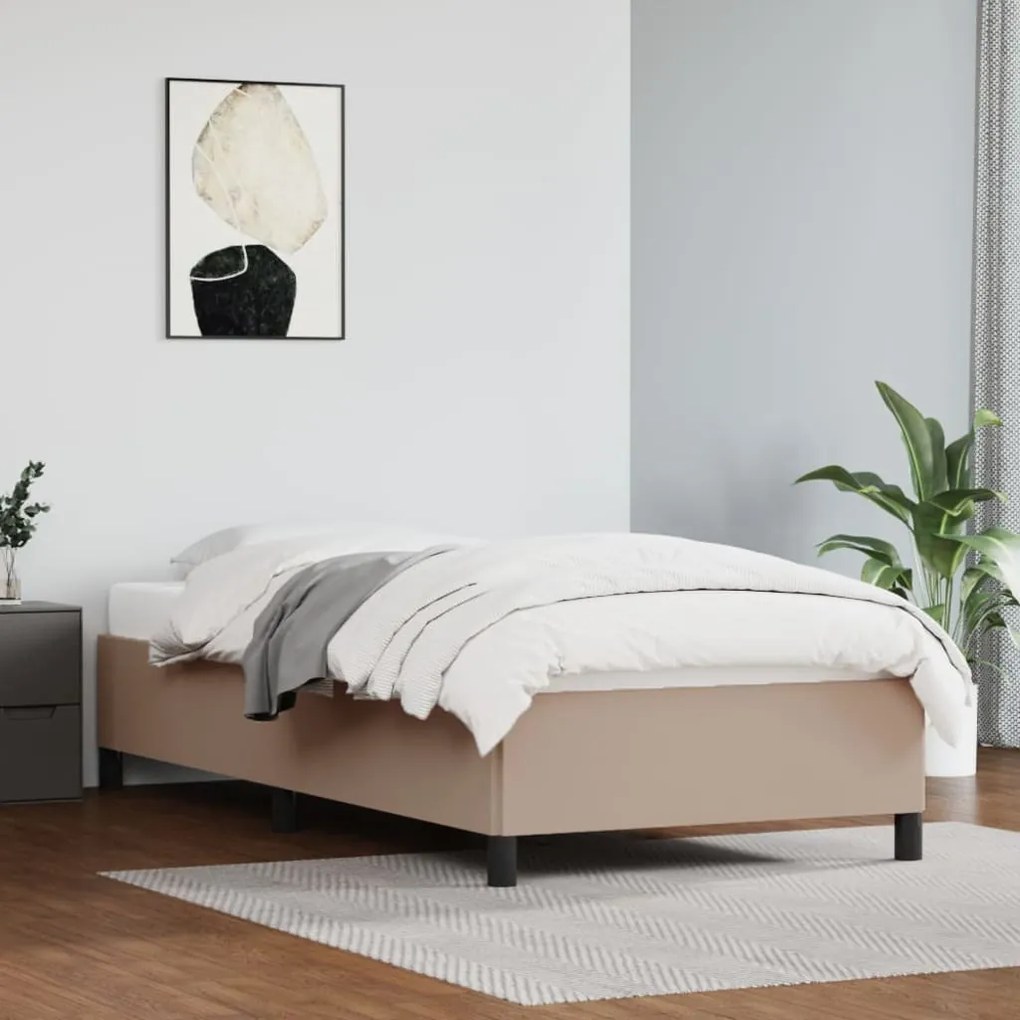 Estrutura de cama 80x200 cm couro artificial cor cappuccino