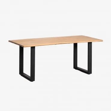 Mesa De Jardim Retangular 180x90 Cm Em Madeira De Acácia E Aço Maupi Preto - Sklum