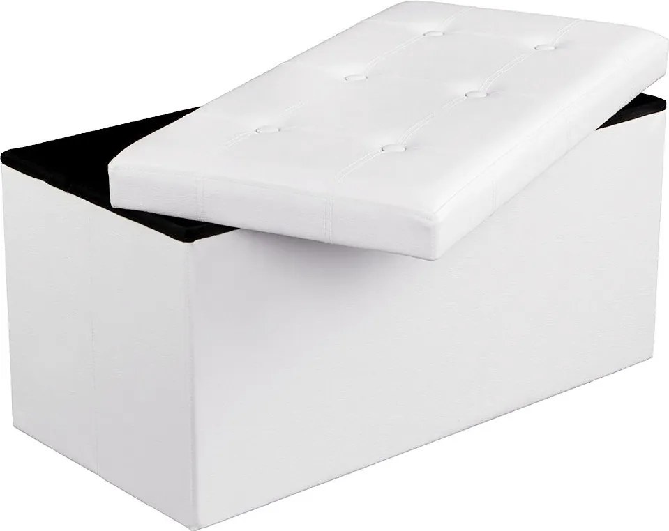 Banco com arrumação 76 x 38 x 38 cm Couro sintético Branco