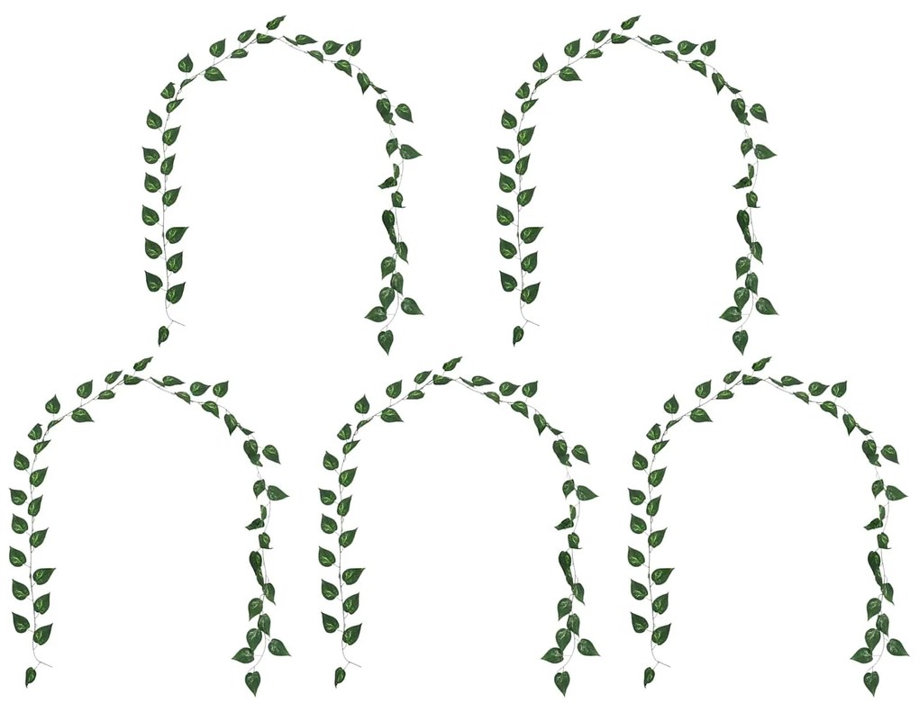 vidaXL Pothos Artificial 5 pcs Verde 300 cm Plástico