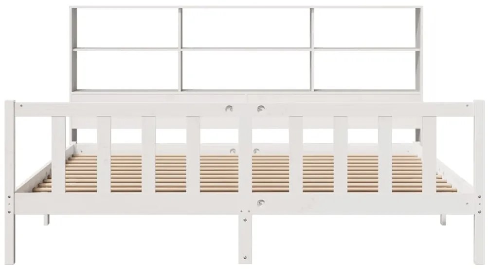 Cama com estante sem colchão 180x200 cm pinho maciço branco