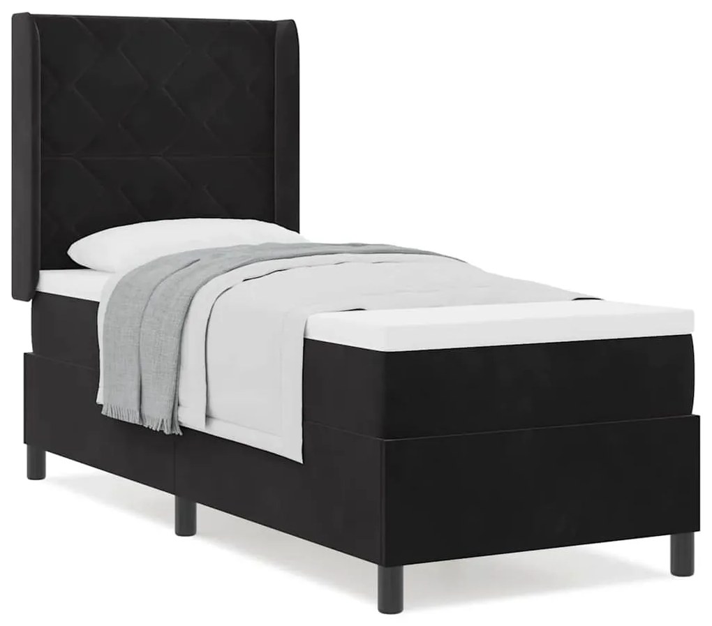 Cama Box Springs vidaXL com Colchão Preto 80x200 cm Veludo