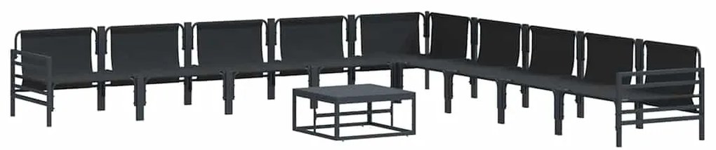 Conjunto de Sofá de Jardim 10 pcs Cinzento-escuro Aço
