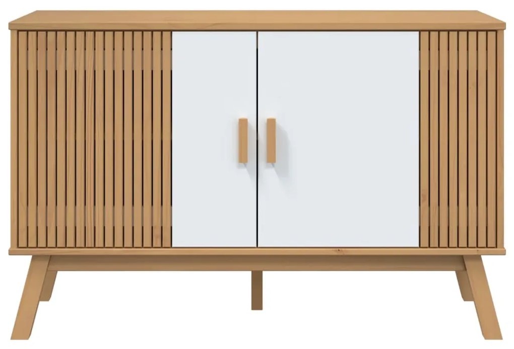 Aparador OLDEN 114x43x73,5 cm pinho maciço branco e castanho