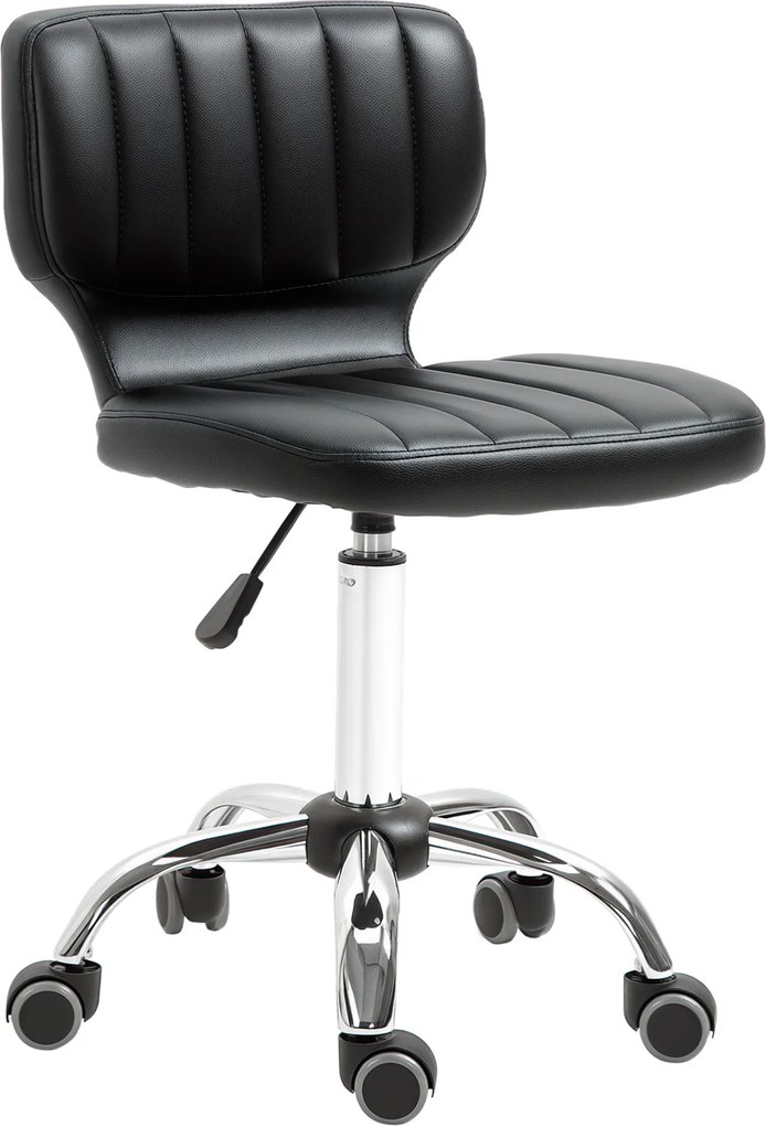 Banco de trabalho giratório a 360° - altura do assento ajustável entre 47 e 62 cm - revestimento sintético acolchoado preto com acabamento cromado