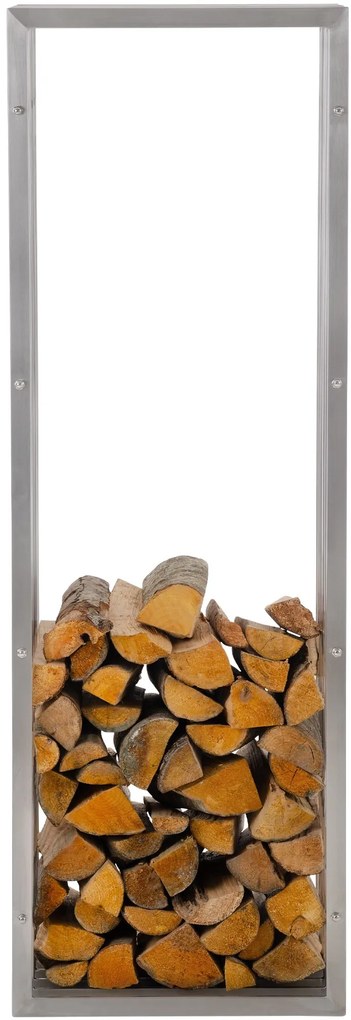 Suporte para lenha Irving em aço inoxidável 50 x 150 x 40 cm Prateado